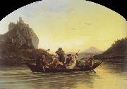 Crossing the Elbe at Aussig, Adrian Ludwig Richter